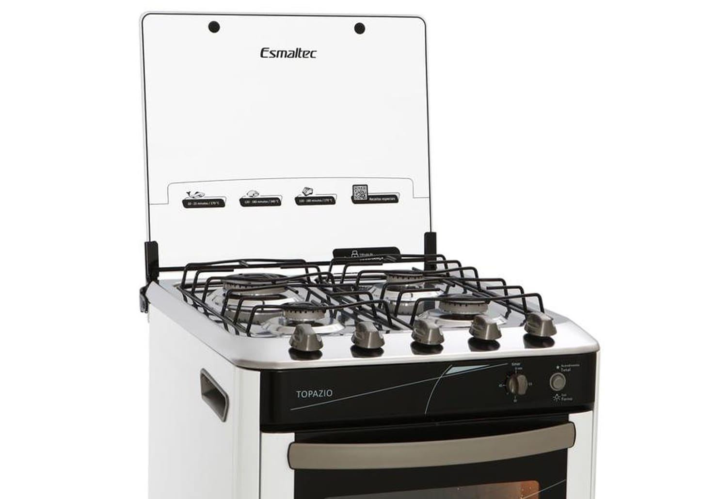 Fogão 4 Bocas Esmaltec Branco - Acendimento Automático Topázio