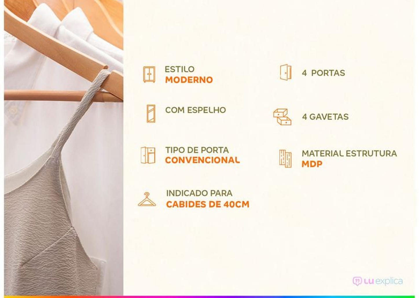 Guarda-roupa com Espelho 4 Portas 4 Gavetas Araplac Pequim