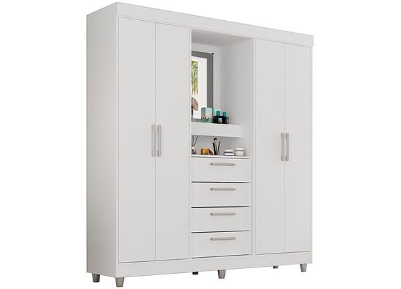 Guarda-roupa com Espelho 4 Portas 4 Gavetas Araplac Pequim