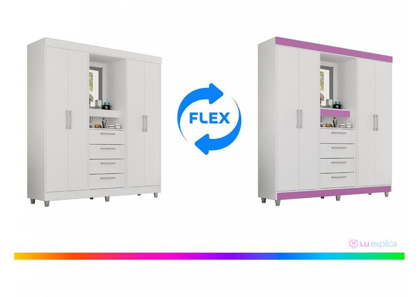 Guarda-roupa com Espelho 4 Portas 4 Gavetas Araplac Pequim