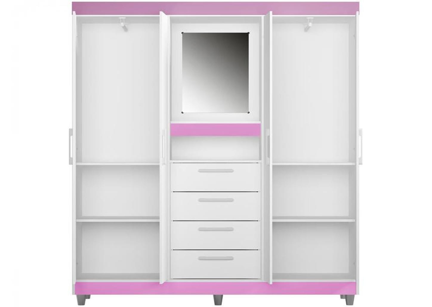 Guarda-roupa com Espelho 4 Portas 4 Gavetas Araplac Pequim