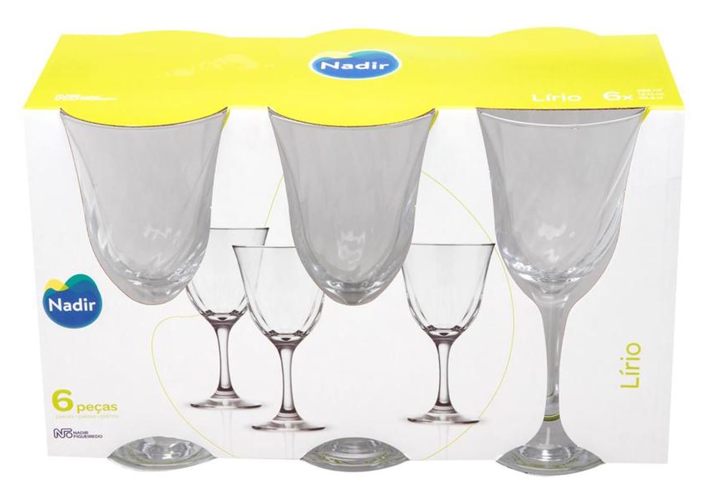 Jogo de Taças para Água Vidro 6 Peças 365ml - Nadir Lírio