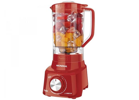 Liquidificador Mondial Turbo L-900 FR Copo - Vermelho Com Filtro 05 Velocidades 900W