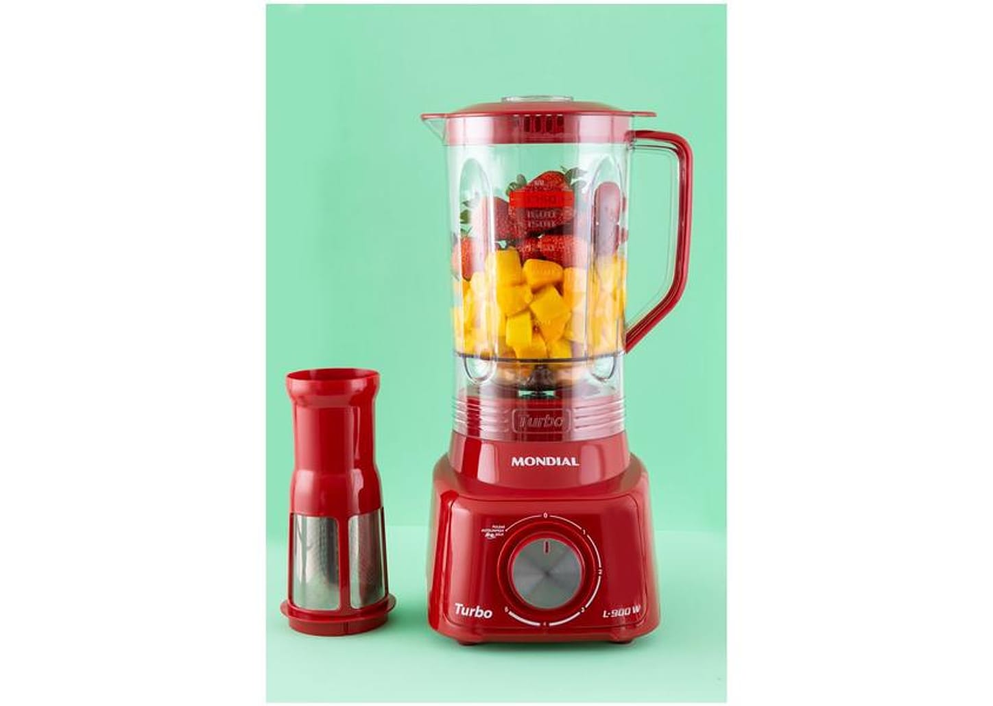 Liquidificador Mondial Turbo L-900 FR Copo - Vermelho Com Filtro 05 Velocidades 900W