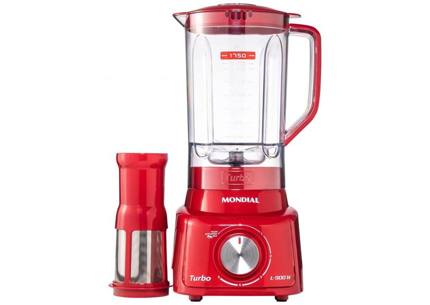Liquidificador Mondial Turbo L-900 FR Copo - Vermelho Com Filtro 05 Velocidades 900W