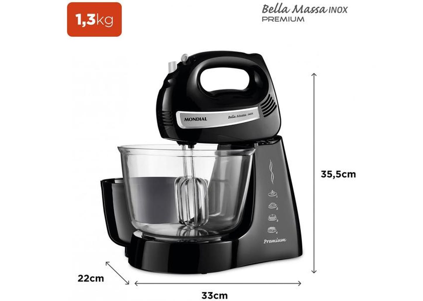 Batedeira Mondial 400W Bella Massa B-23 NP 4 Velocidades