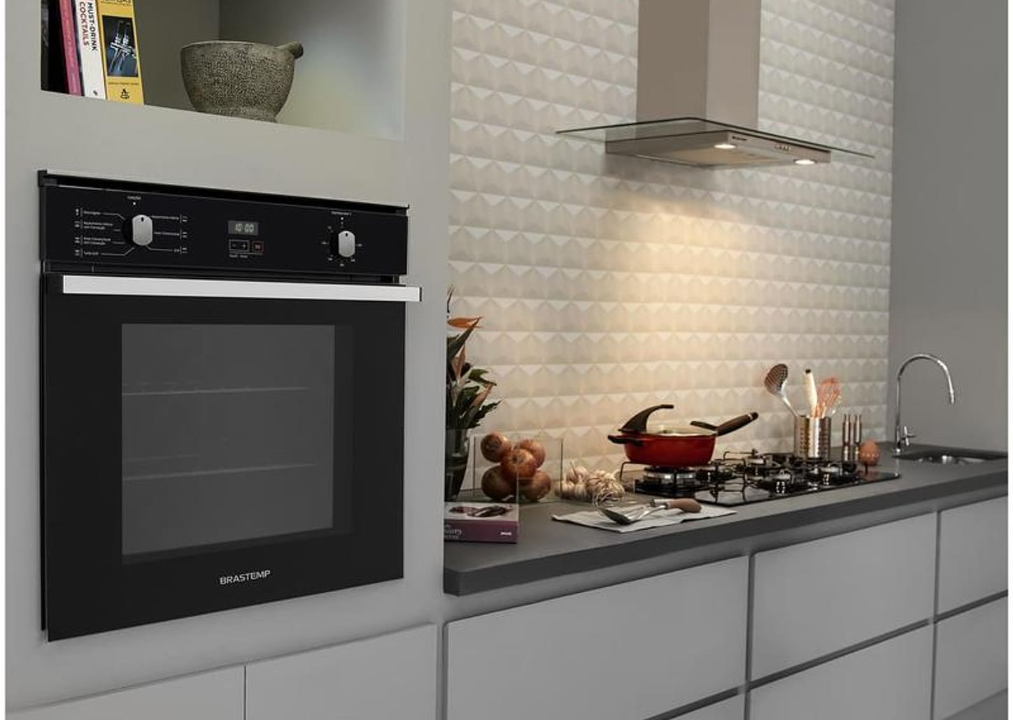 Forno Elétrico de Embutir Brastemp de Convecção - Grill Autolimpante com Timer 84L BOC84AE