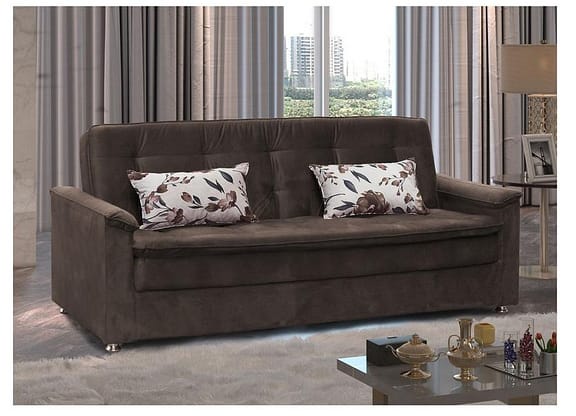 Sofá-cama Casal 3 Lugares Reclinável Veludo - Matrix Nanda