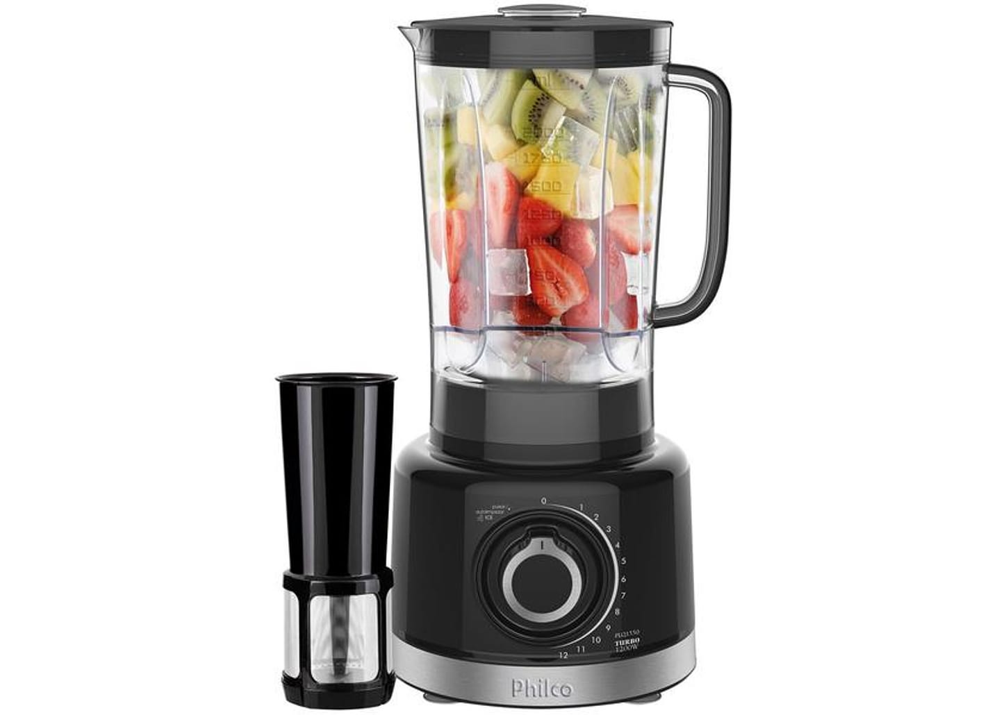 Liquidificador Philco Turbo PLQ1550P Preto com Filtro 12 Velocidades + Pulsar 1200W