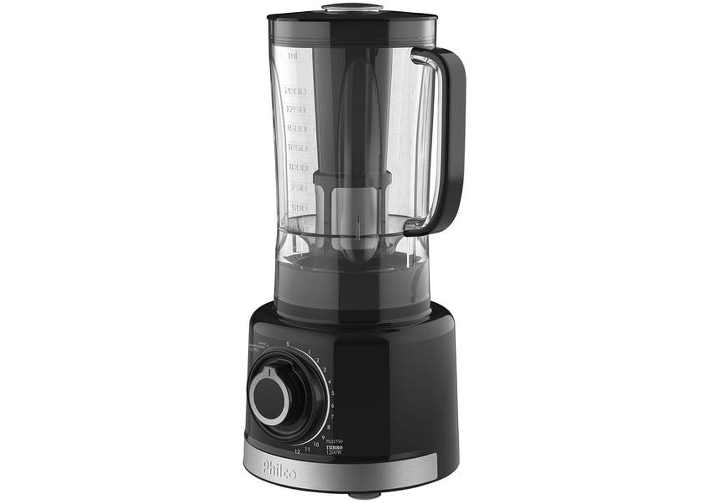 Liquidificador Philco Turbo PLQ1550P Preto com Filtro 12 Velocidades + Pulsar 1200W