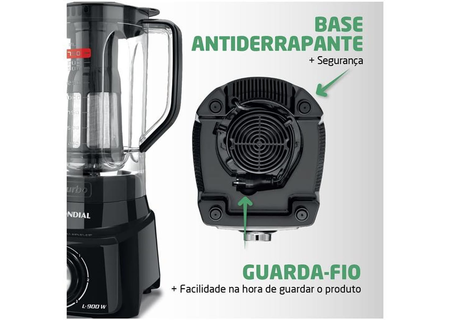 Liquidificador Mondial Turbo L-900 FB Copo - Preto Com Filtro 05 Velocidades 900W