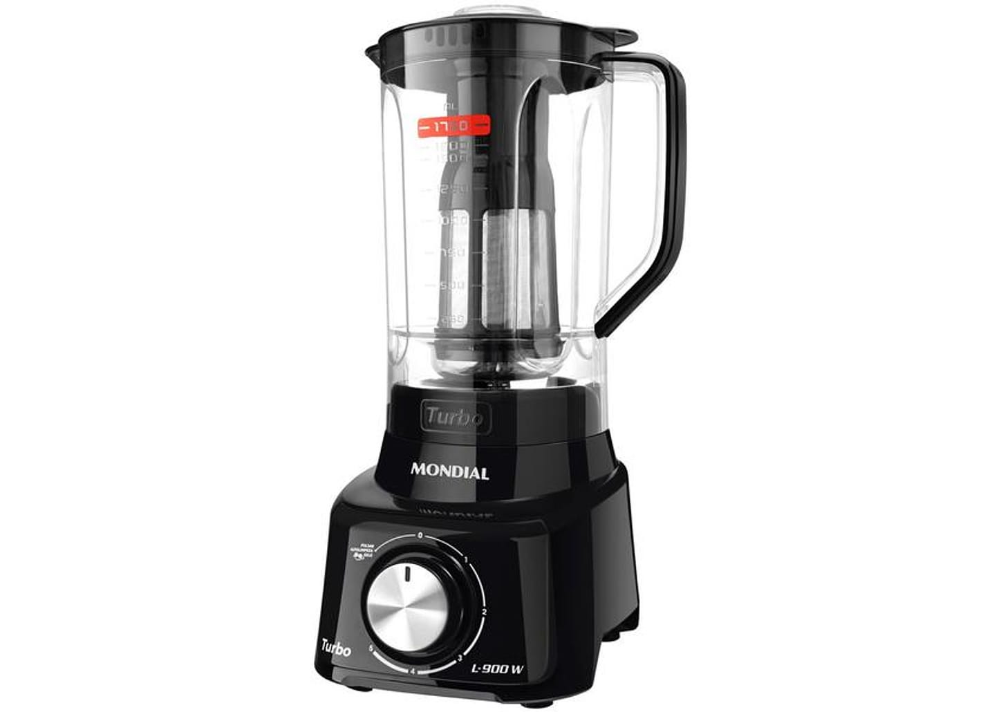 Liquidificador Mondial Turbo L-900 FB Copo - Preto Com Filtro 05 Velocidades 900W