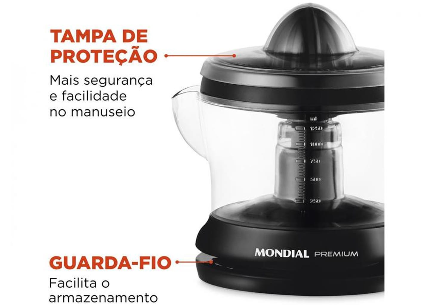 Espremedor de Frutas Mondial E-02 Premium - Elétrico 30W 1,25L Automático