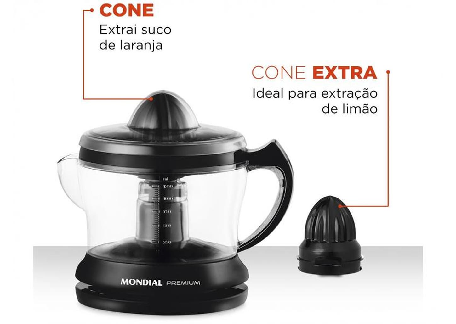Espremedor de Frutas Mondial E-02 Premium - Elétrico 30W 1,25L Automático