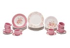 Aparelho de Jantar Chá 30 Peças Biona - Cerâmica Redondo Rosa Donna AE30-5160