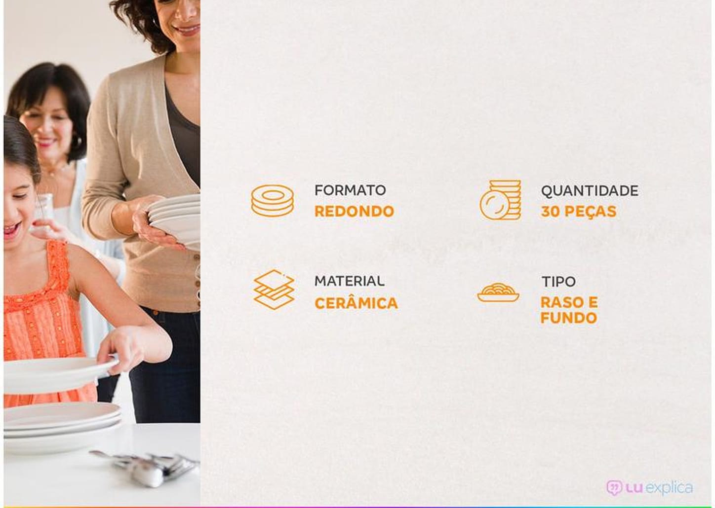 Aparelho de Jantar Chá 30 Peças Biona - Cerâmica Redondo Rosa Donna AE30-5160