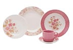 Aparelho de Jantar Chá 30 Peças Biona - Cerâmica Redondo Rosa Donna AE30-5160