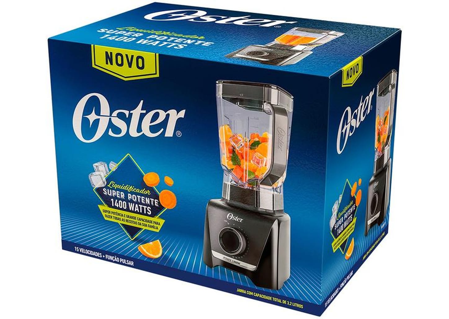 Liquidificador Oster 1400 Full OLIQ610 Preto 15 Velocidades + Pulsar 1400W