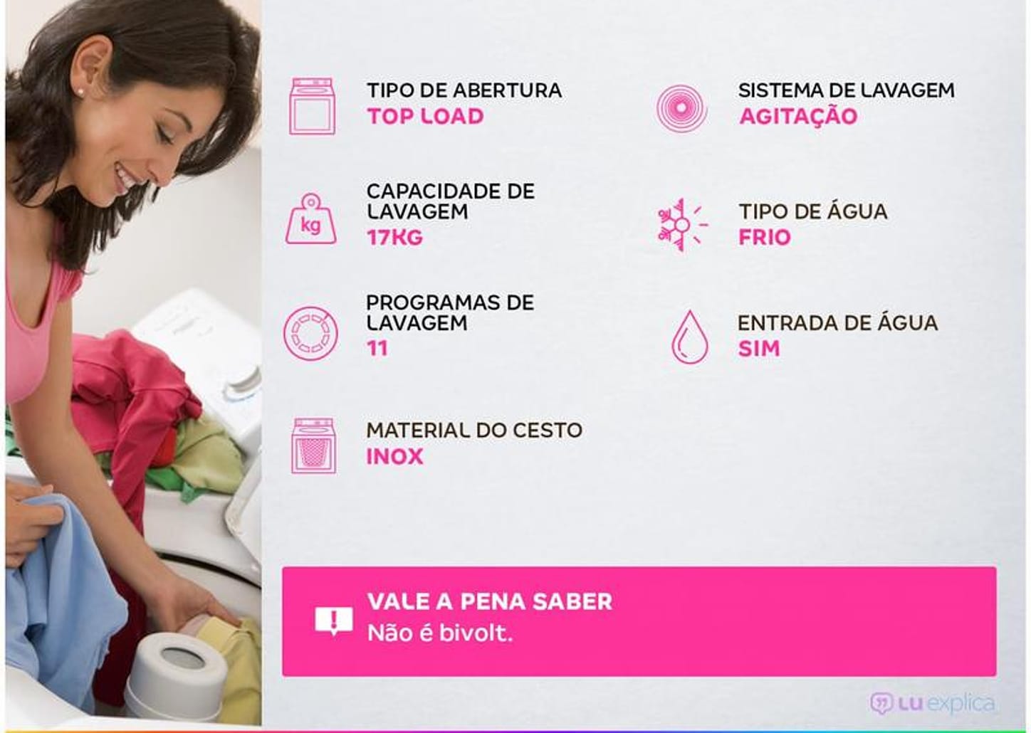 Lavadora de Roupas Electrolux LED17 Essential Care 17Kg Cesto Inox 11 Programas de Lavagem