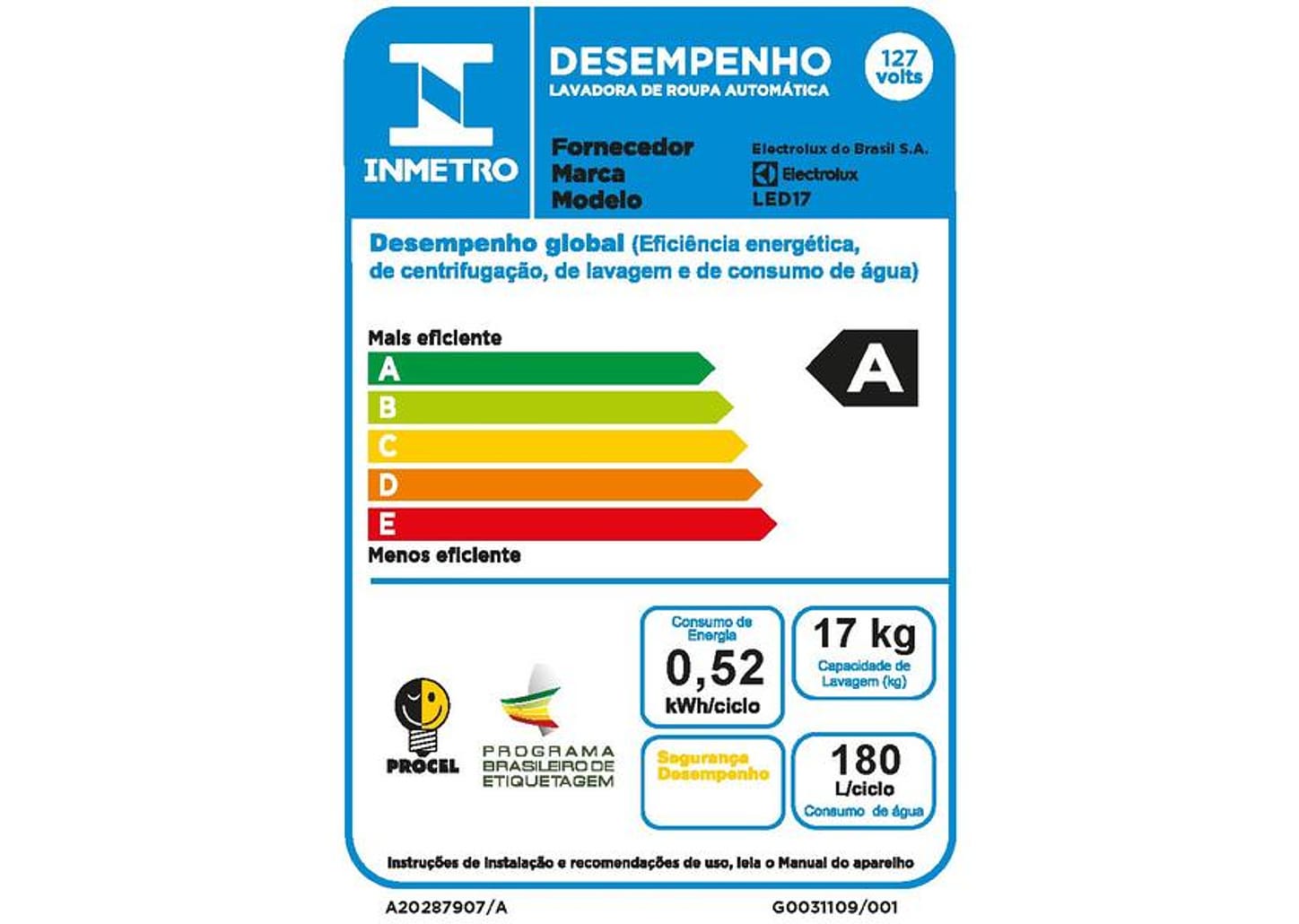 Lavadora de Roupas Electrolux LED17 Essential Care 17Kg Cesto Inox 11 Programas de Lavagem