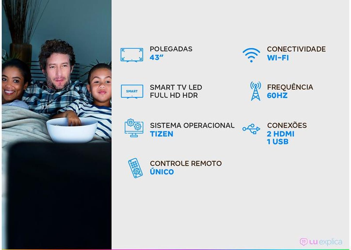 Smart TV Full HD LED 43” Samsung 43T5300A - Wi-Fi HDR 2 HDMI 1 USB