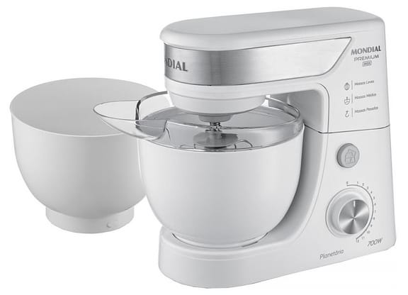 Batedeira Planetária Mondial Branco e Inox 700W - Premium 12 Velocidades