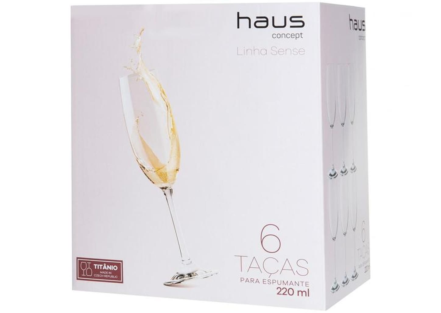 Jogo de Taças para Espumante de Cristal 220ml 6 Peças Haus Sense Bohemia