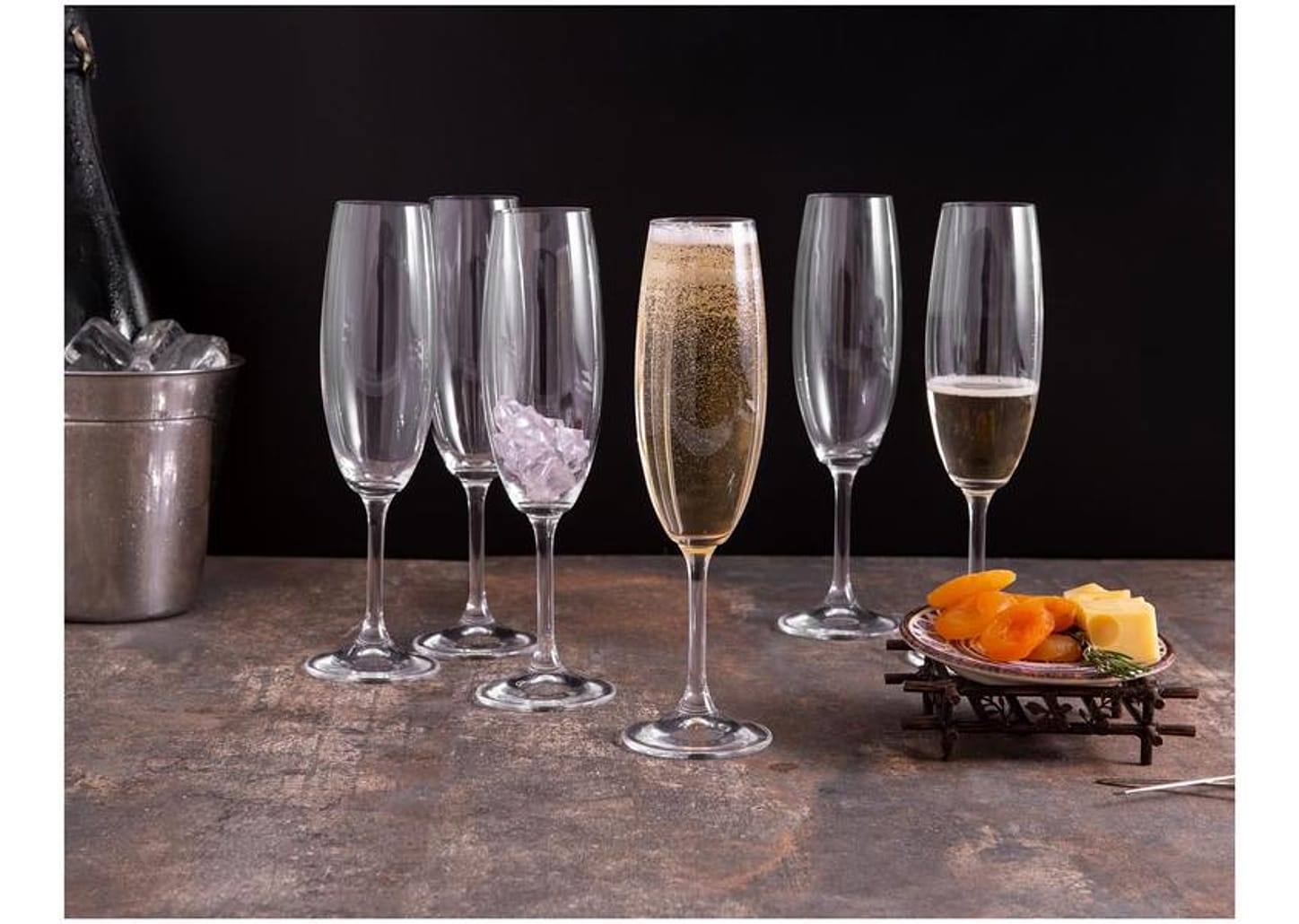 Jogo de Taças para Espumante de Cristal 220ml 6 Peças Haus Sense Bohemia