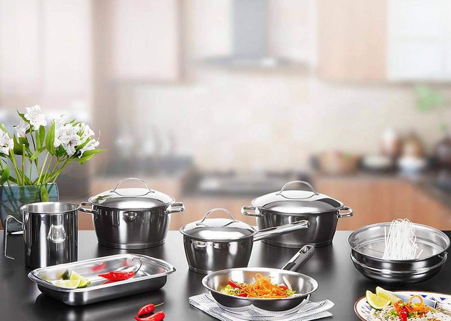 Jogo de Panelas Tramontina Inox Fundo Triplo 7 Peças Allegra