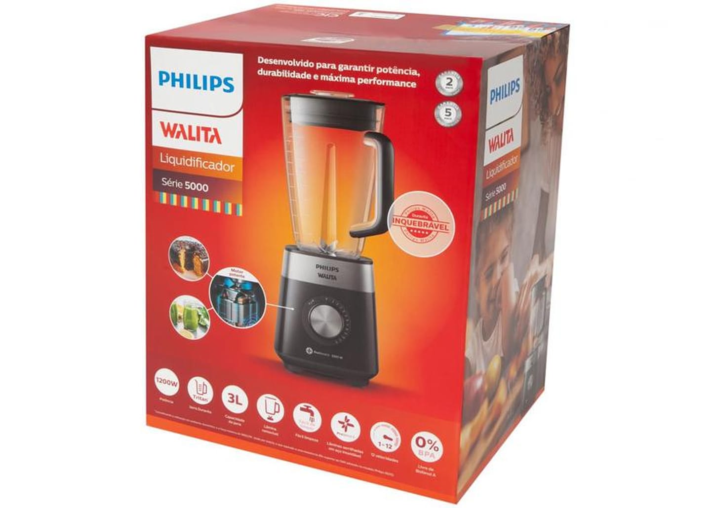 Liquidificador Philips Walita Serie 5000 RI2242/91 - Preto 12 Velocidades + Pulsar 1200W