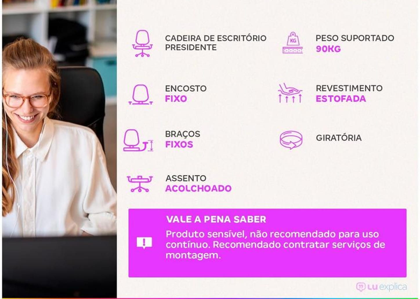 Cadeira de Escritório Presidente - Giratória PRE-002 Otello