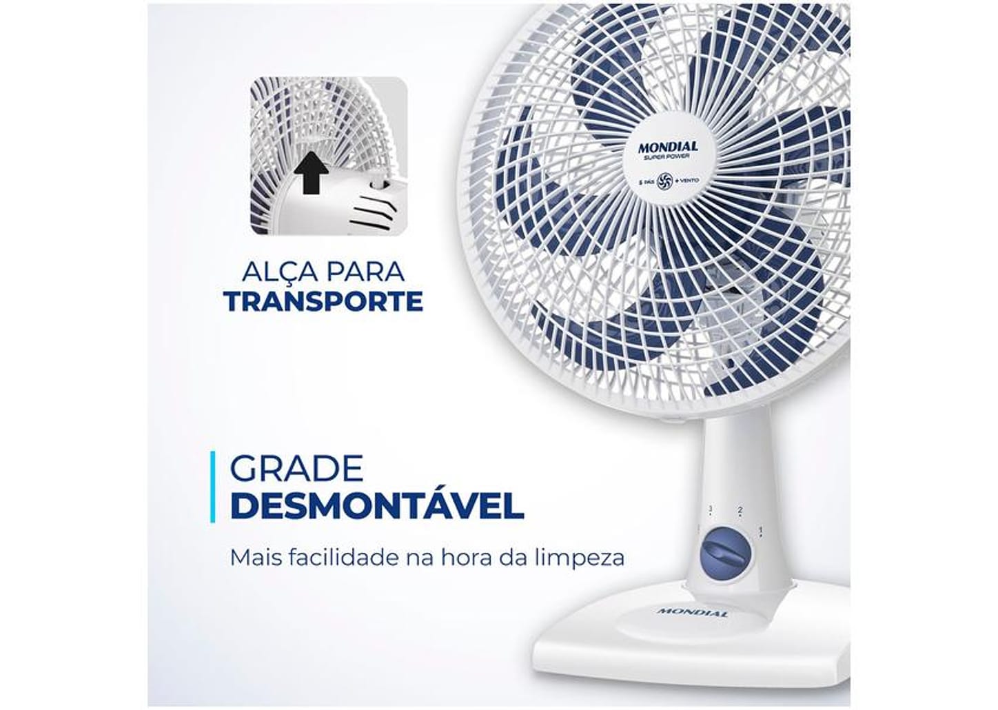 Ventilador de Mesa Mondial Super Power VSP-30-W 30cm 3 Velocidades