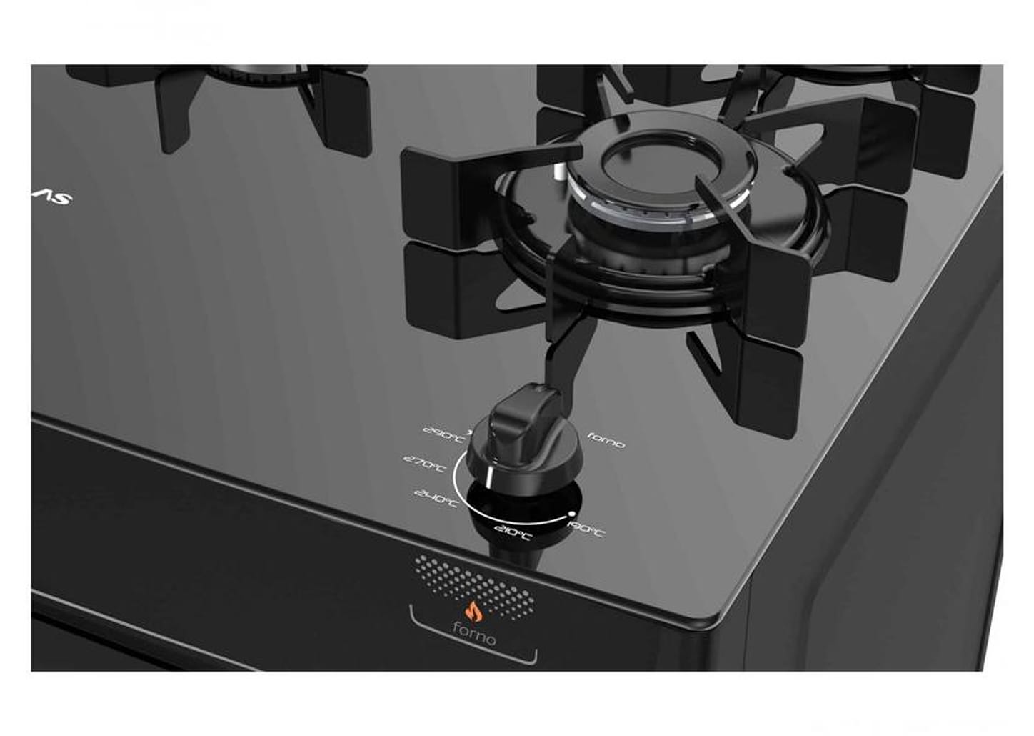 Fogão 5 Bocas Mesa de Vidro Atlas Preto - Acendimento Automático Mônaco Top Glass