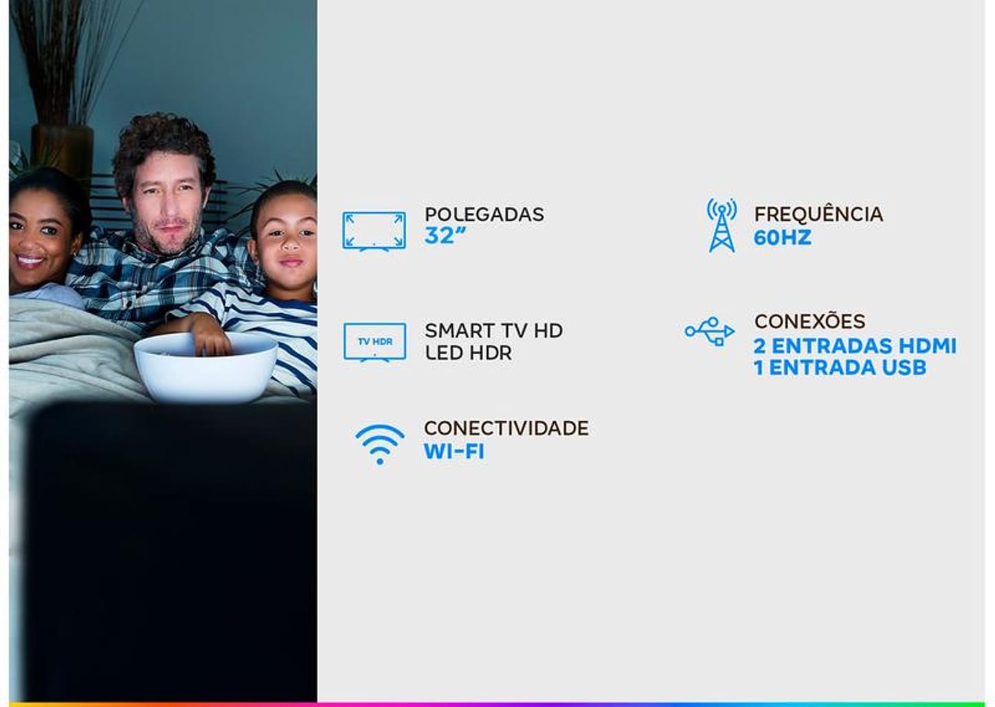 Smart TV HD LED 32” Samsung T4300 - Wi-Fi HDR 2 HDMI 1 USB