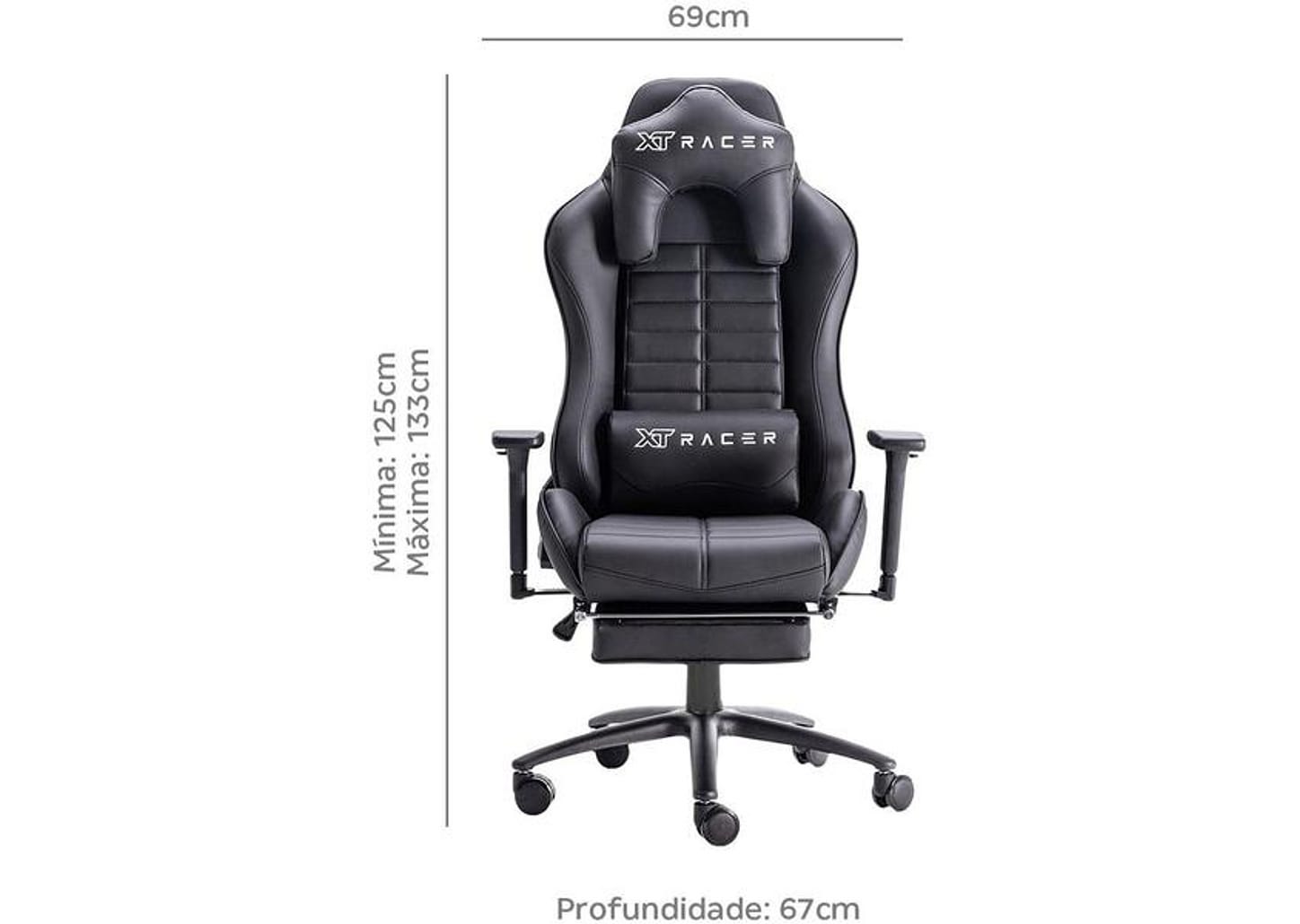 Cadeira Gamer XT Racer Reclinável Giratória Preta Platinum W Series
