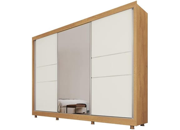 Guarda-roupa Casal com Espelho 3 Portas de Correr 3 Gavetas Europa Maranello 11617.1