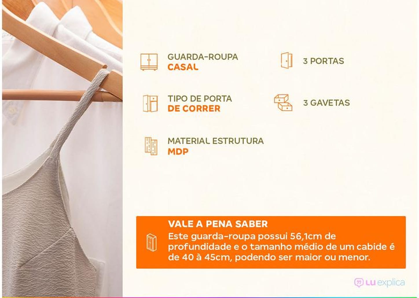 Guarda-roupa Casal com Espelho 3 Portas de Correr 3 Gavetas Europa Maranello 11617.1