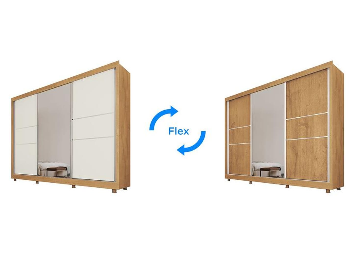 Guarda-roupa Casal com Espelho 3 Portas de Correr 3 Gavetas Europa Maranello 11617.1
