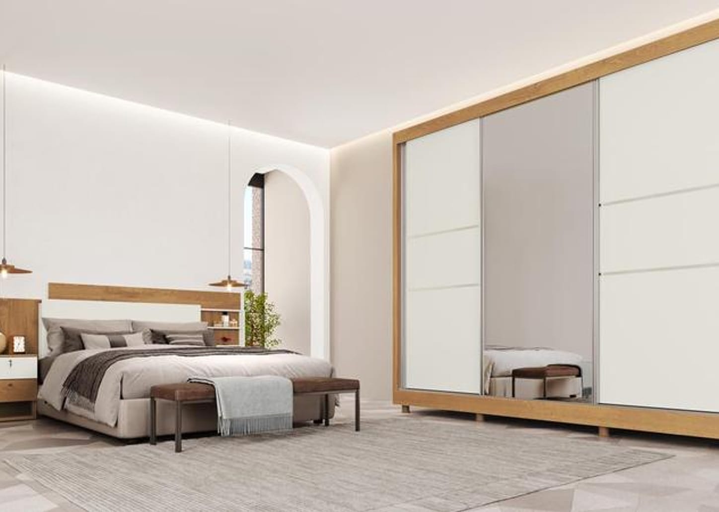 Guarda-roupa Casal com Espelho 3 Portas de Correr 3 Gavetas Europa Maranello 11617.1