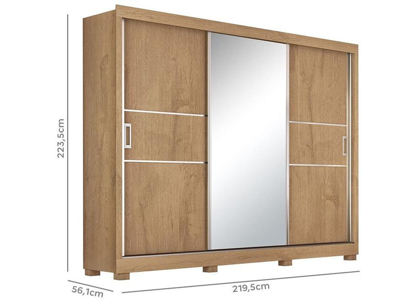 Guarda-roupa Casal com Espelho 3 Portas de Correr 3 Gavetas Europa Maranello 11617.1