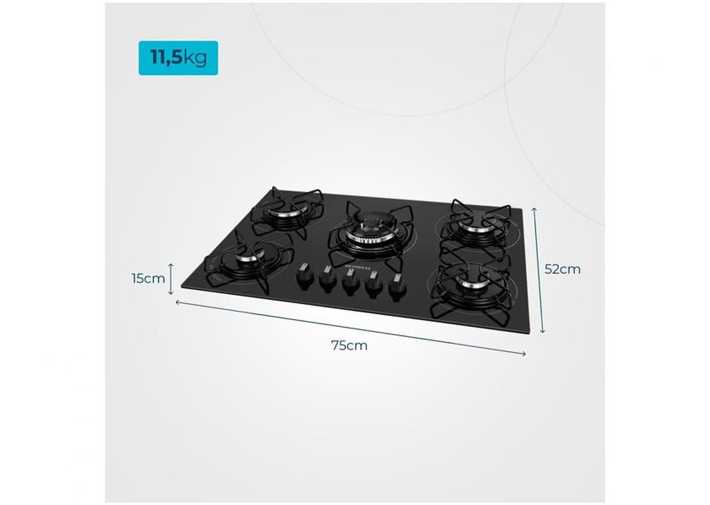 Cooktop 5 Bocas Mondial a Gás GLP Preto - Tripla-chama CTG-03