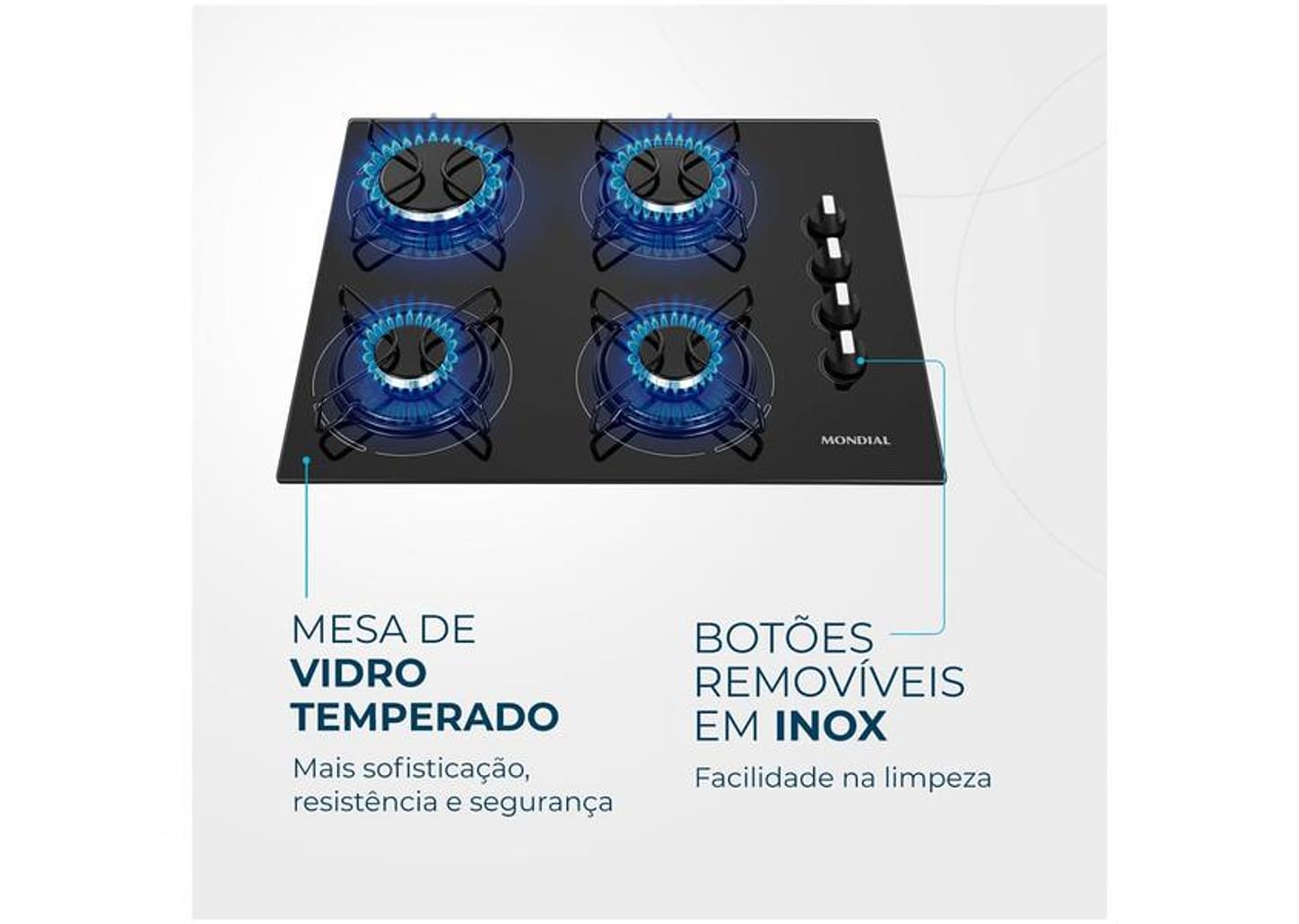 Cooktop 4 Bocas Mondial a Gás GLP Preto - CTG-01