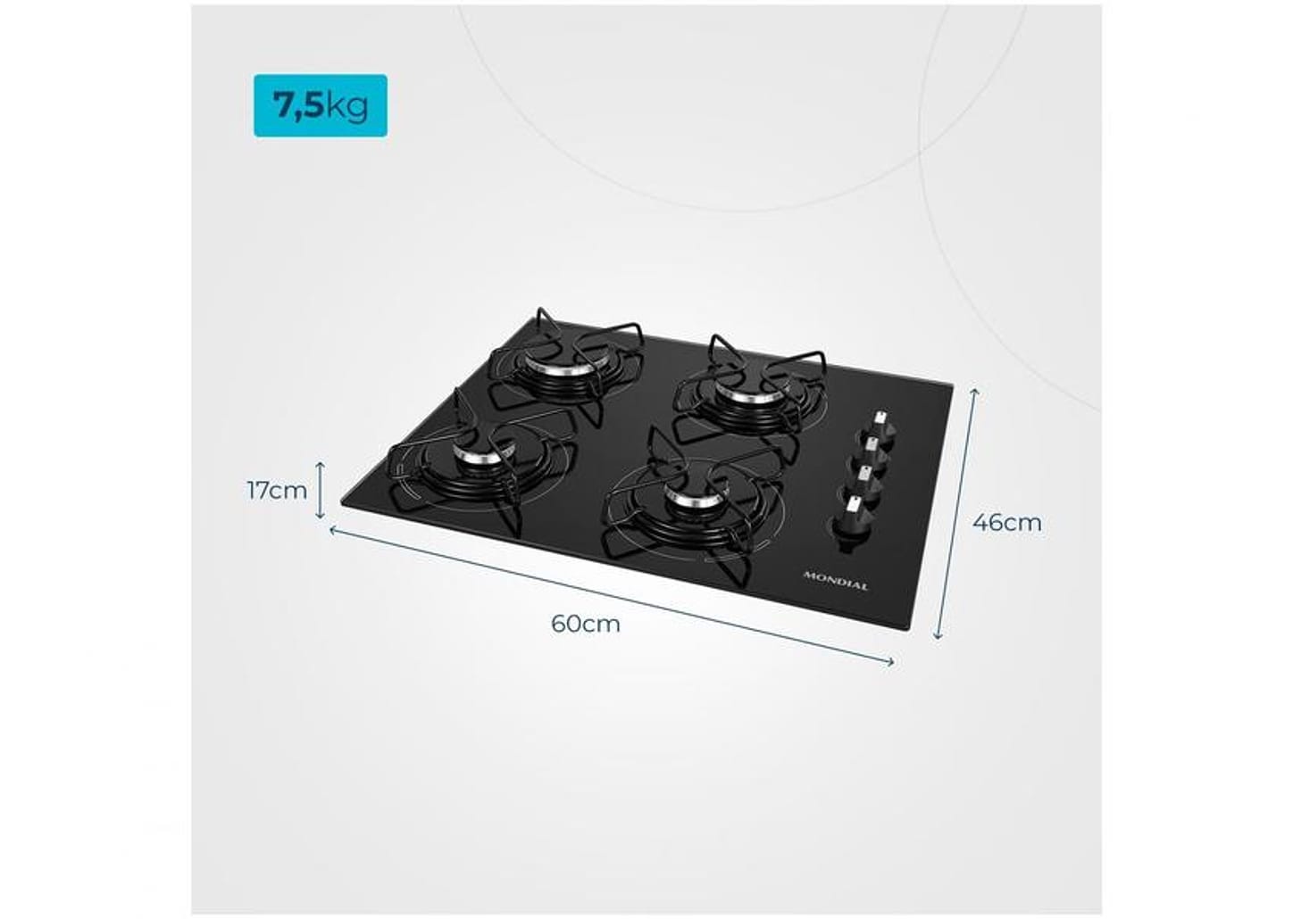 Cooktop 4 Bocas Mondial a Gás GLP Preto - CTG-01