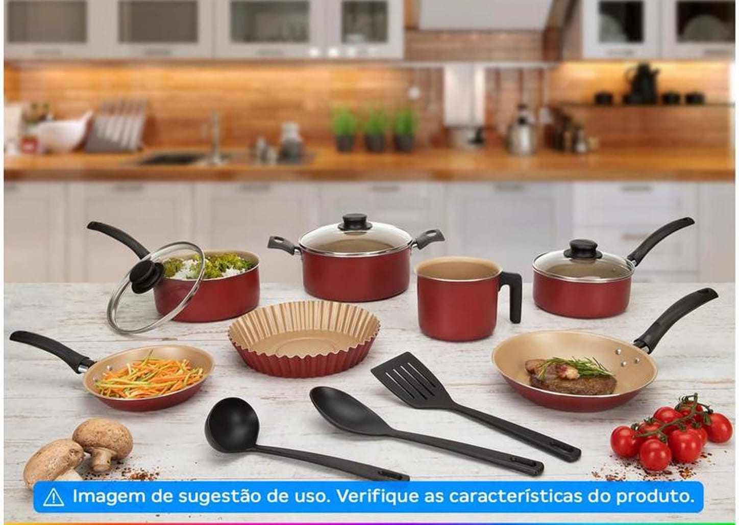 Jogo de Panelas Tramontina Antiaderente de Alumínio Vermelho 10 Peças Turim
