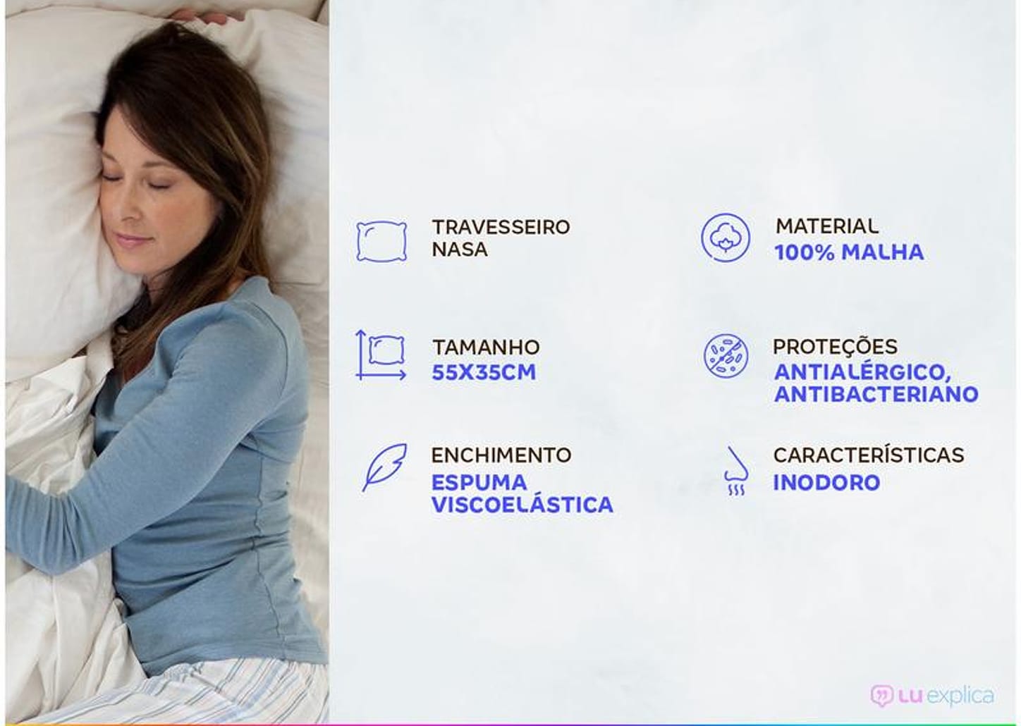 Travesseiro Nasa Fibrasca Viscoelástico - NASA Double Comfort