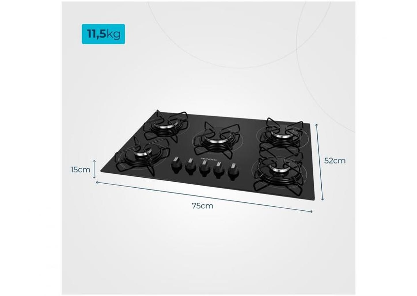 Cooktop 5 Bocas Mondial a Gás GLP Preto - CTG-02