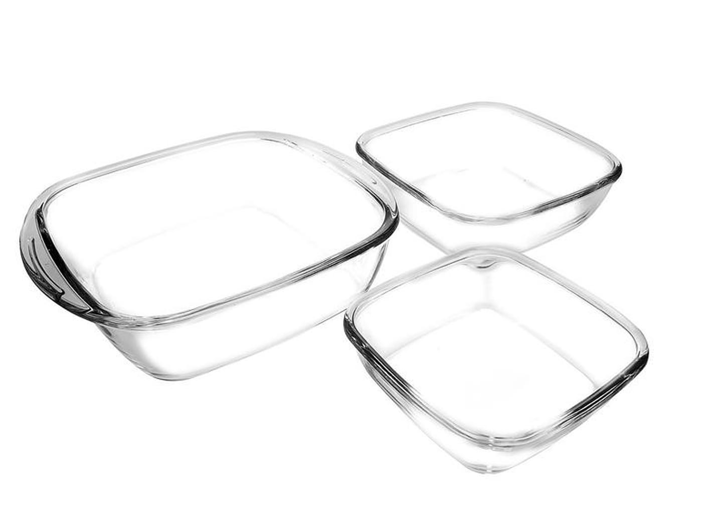 Conjunto de Assadeiras de Vidro Sempre - Quadrado 3 Peças