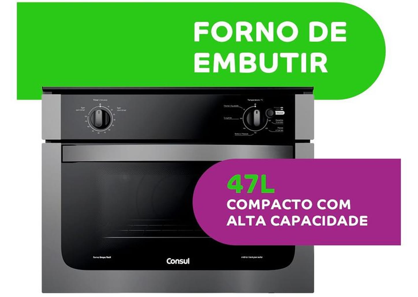 Forno Elétrico de Embutir Consul com Timer com Dourador COB47AR