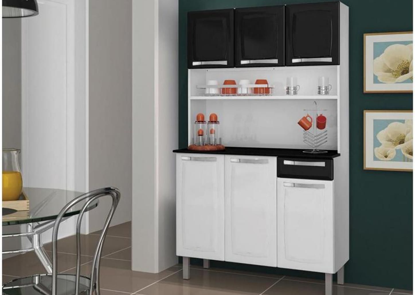 Kit Cozinha Itatiaia Rose com Tampo 6 Portas 1 Gaveta Aço