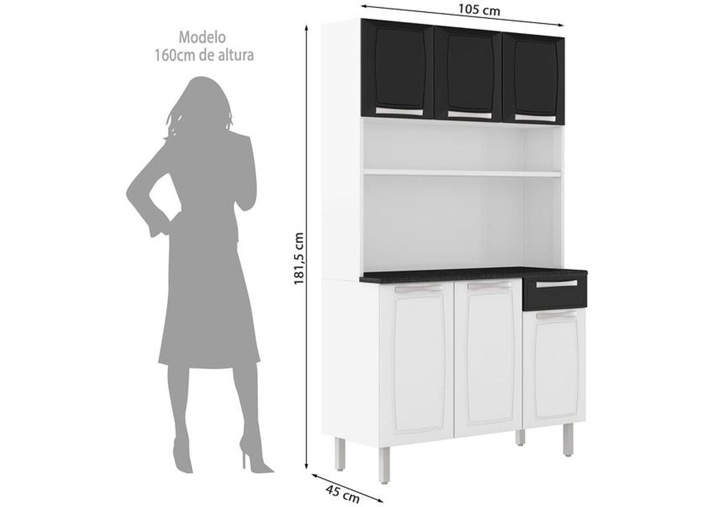 Kit Cozinha Itatiaia Rose com Tampo 6 Portas 1 Gaveta Aço